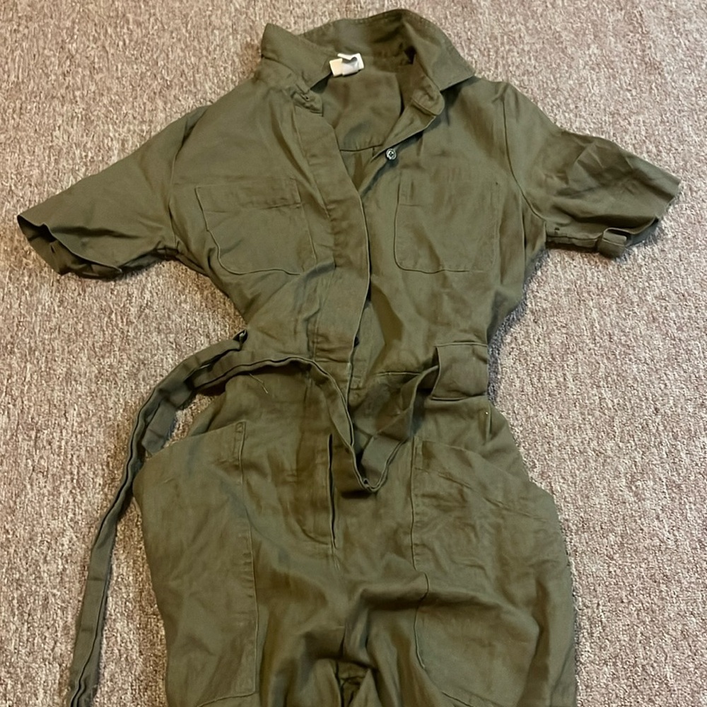 A new day Olive Green Jumpsuit, linen- size XS